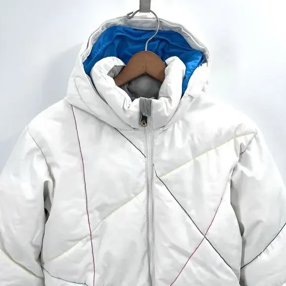 Spyder White & Multi-Colored Winter Snow Ski Jacket Girls Kids Size 18 - Picture 2 of 11